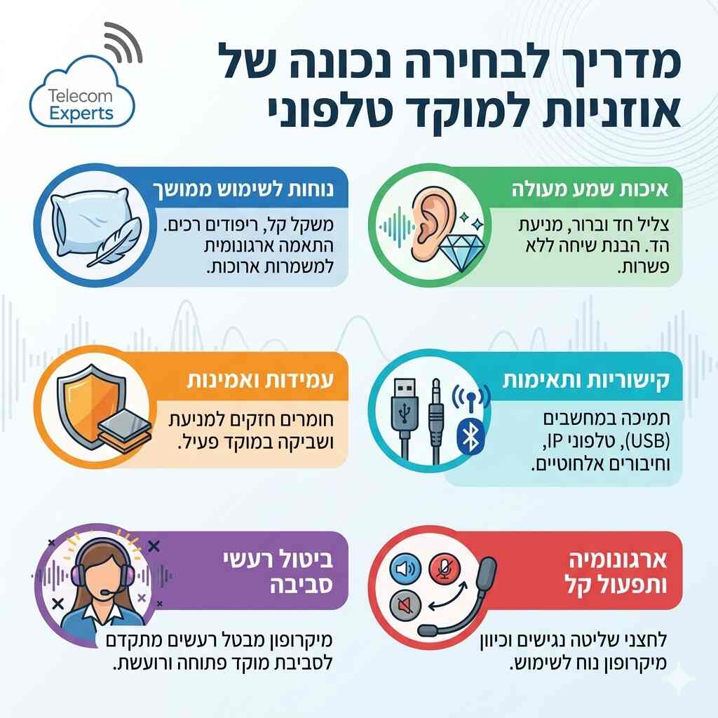 אוזניות למוקד שירות טלפוני טלקום אקספרט