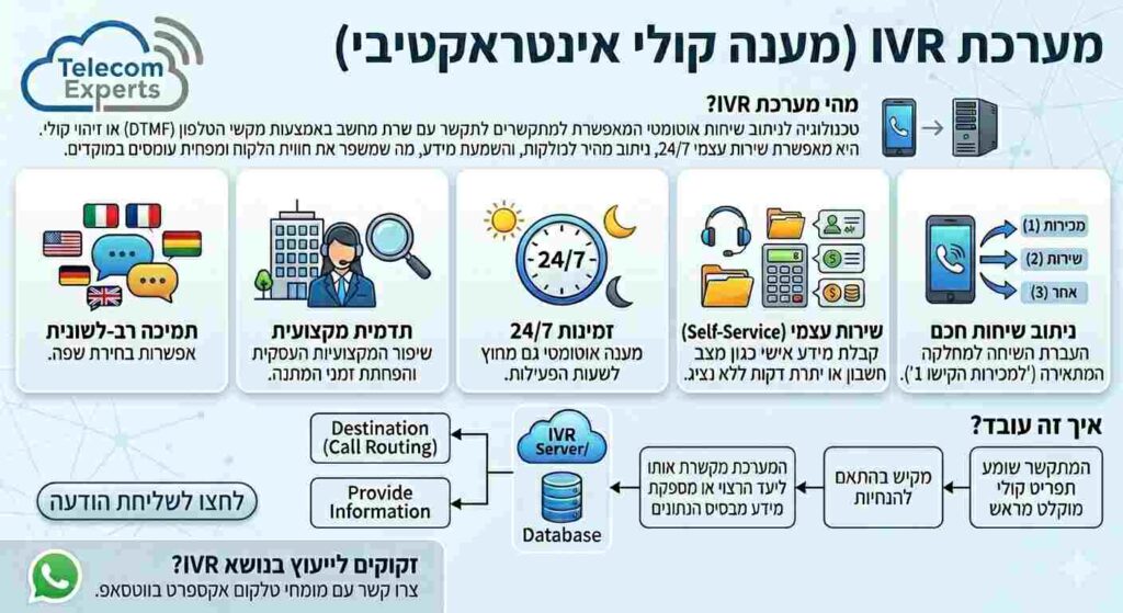 מערכת ניתוב שיחות IVR לעסקים ומוקדים - טלקום אקספרט