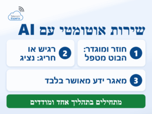 שירות לקוחות אוטומטי עם בינה מלאכותית: הבוט מטפל בפניות חוזרות והנציג בפניות רגישות